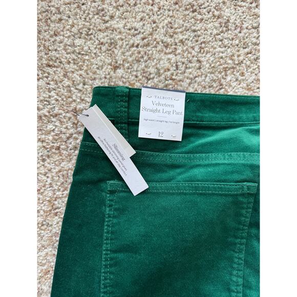 NWT - TALBOTS Velveteen Straight Leg Pants, Green, size 12 - Picture 7 of 9